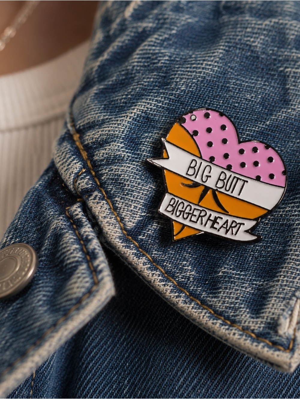 “Big Butt Bigger Heart” Enamel Pin Pink Body Positive Novelty